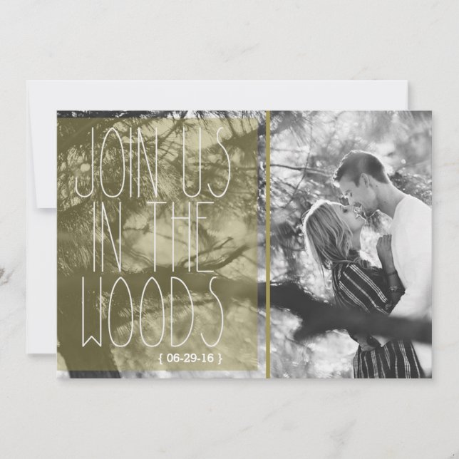 Invitation Mariage Vintage Rejoignez-Nous Dans Les Bois | Pho (Devant)