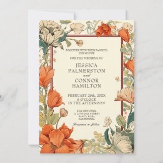 Invitation Mariage vintage rétro floral