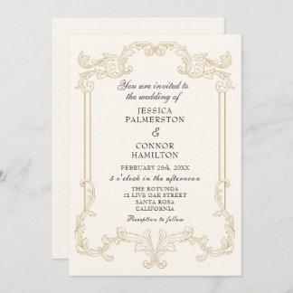 Invitation Mariage vintage rose roux rétro