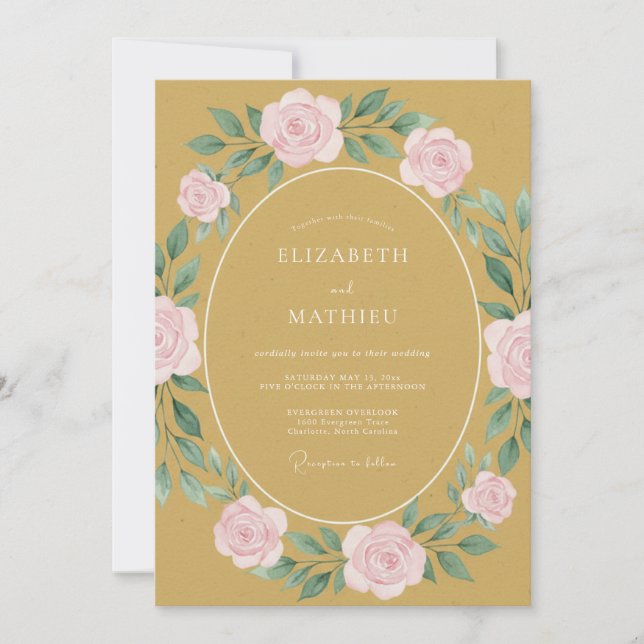 Invitation Mariage Vintage Séduisant Moutarde (Devant)