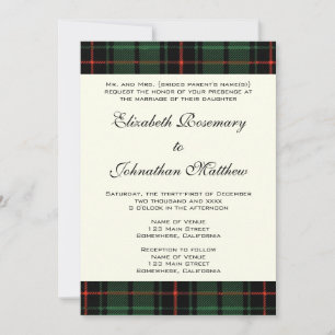 Invitation Mariage vintage, Tartan Davidson Motif moderne