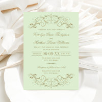 Mariage vintage vert et or antique