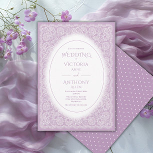 Invitation Mariage Violet Blanc de Dentelle Vintage