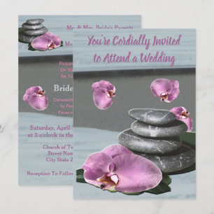Invitation Mariage Violet Blue Orchid Rocks