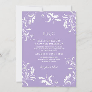 Invitation Mariage violet clair Vintage élégant Formel