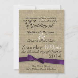 Invitation Mariage violet du pays du ruban
