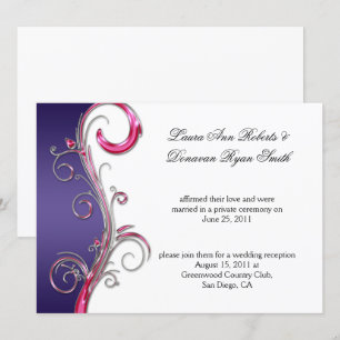Invitation Mariage Violet et Rose Argenté Orné en Spirale