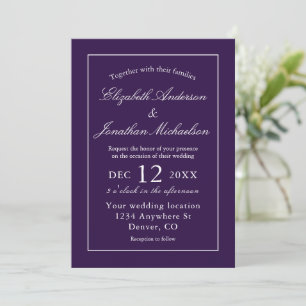 Invitation Mariage violet minimaliste classique