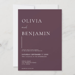 Invitation Mariage violet simple et élégant