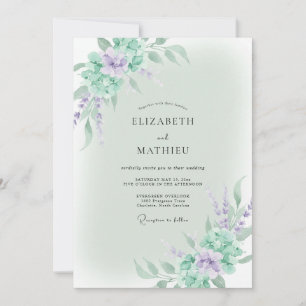 Invitation Mariage Violet Wisteria Menthe