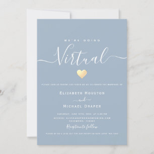 Invitation Mariage Virtuel Bleu Poussiéreux