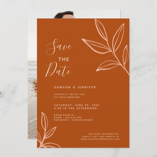 Invitation Mariage Virtuel de Save the Date avec Photo en Ter (Devant / Derrière)