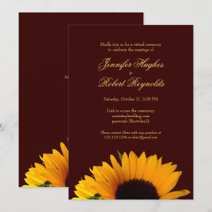 Invitation Mariage virtuel de tournesol rustique