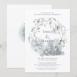 Invitation Mariage virtuel des baies d'aquarelle de hiver