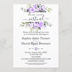 Invitation Mariage virtuel des fleurs de lavande aquarelle