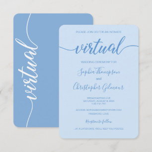 Invitation Mariage VIRTUEL Dusty Blue Chic Custom