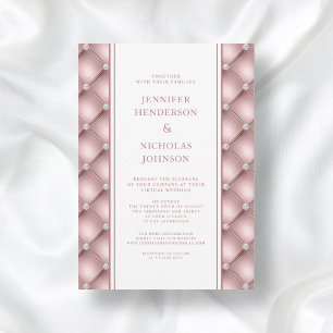 Invitation Mariage Virtuel Élégant Rose Gold Diamant Toilé