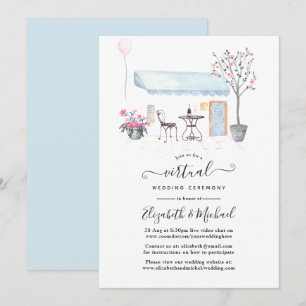 Invitation Mariage Virtuel en ligne à Paris aquarelle