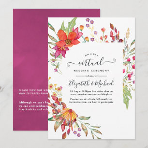 Invitation Mariage Virtuel en Ligne Aquarelle Fleur Sauvage