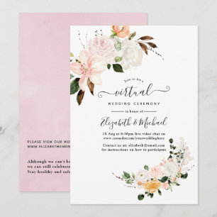 Invitation Mariage Virtuel En Ligne Fleurs Pastel