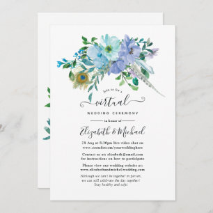 Invitation Mariage virtuel en ligne Mint et Blue Boho Floral