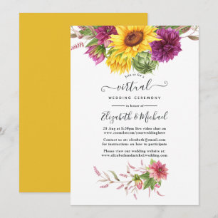 Invitation Mariage Virtuel en Ligne sous le Soleil Rustique