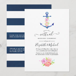 Invitation Mariage virtuel en ligne Watercolor Nautical