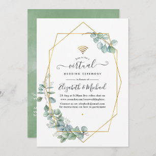 Invitation Mariage virtuel Eucalyptus en ligne géométrique