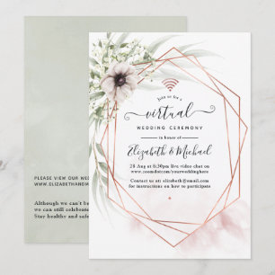 Invitation Mariage virtuel géométrique à l'aquarelle Eucalypt