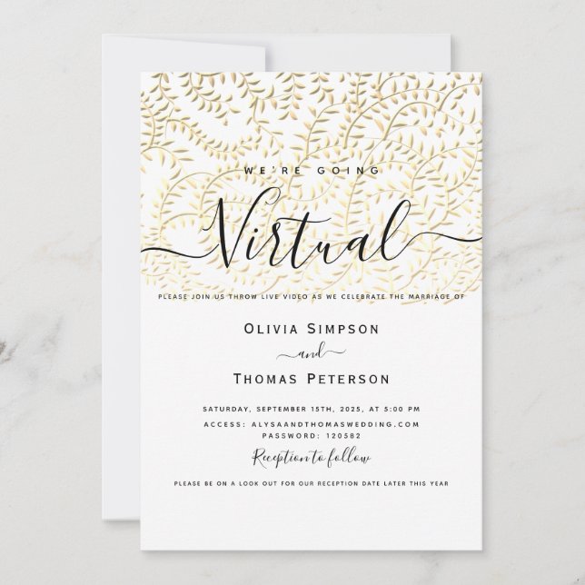 Invitation Mariage virtuel Gold (Devant)