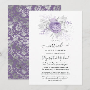 Invitation Mariage virtuel Lavande et Silver Floral