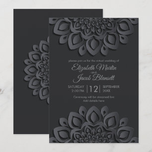 Invitation Mariage virtuel Mandala Black Papercut