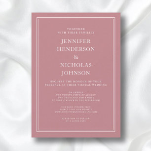 Invitation Mariage Virtuel Moderne Élégant Formel Rose Poussi