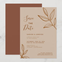 Mariage Virtuel Terracotta Leaf Save the Date