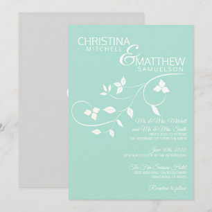 Invitation Mariage viticole Feuille Vert MINT personnalisé