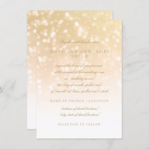 Invitation Mariage Vow Renewal Gold Bokeh Sparkle Lights