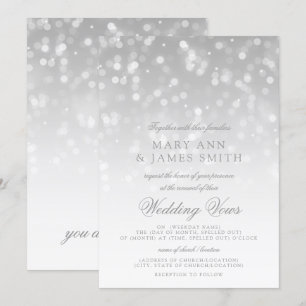 Invitation Mariage Vow Renewal Silver Bokeh Sparkle Lights