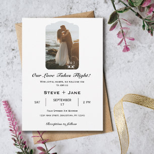 Invitation Mariage Voyage Avion Cœur Moderne Aviation