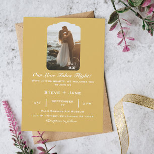 Invitation Mariage Voyage Avion Cœur Moderne Aviation
