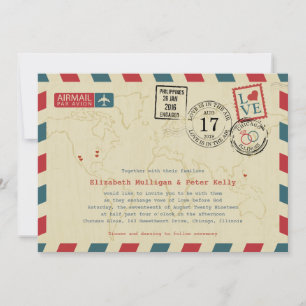 Invitation Mariage voyageur Vintage Airmail World