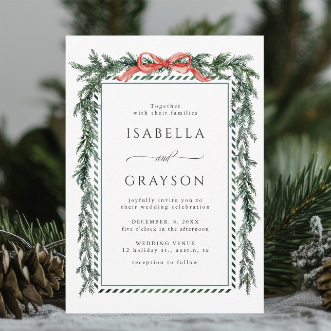 Invitation Mariage Watercolor Pine Garland (Créateur téléchargé)