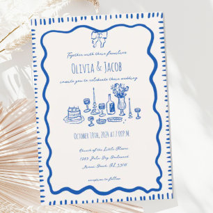 Invitation Mariage Wavy à la main de Whimsical tiré Bow