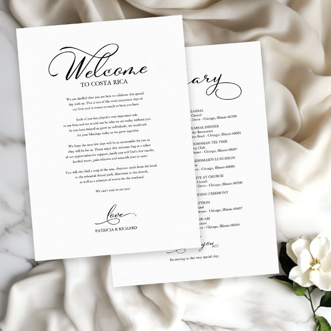Invitation Mariage Week-end Itinéraire Élégant Script Bienven (Créateur téléchargé)
