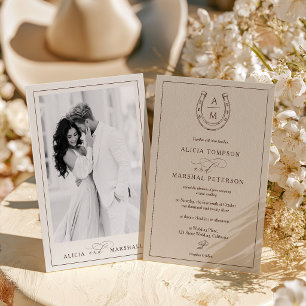 Invitation Mariage Western Country Cheval Fer à Cheval Photo