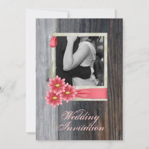 Invitation mariage western country chic avec marguerite rusti