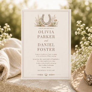 Invitation Mariage Western Country Fer à Cheval Cactus