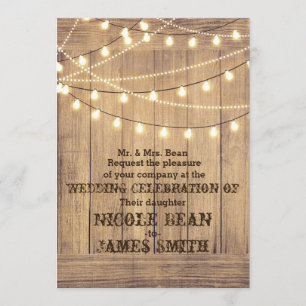 Invitation Mariage Western Country Rustique Bois & Lumières