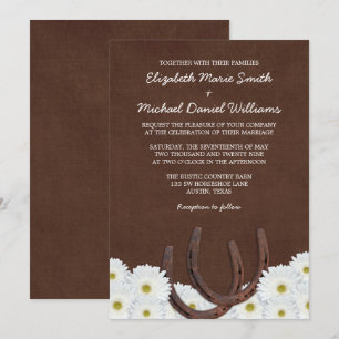Invitation Mariage Western Horseshoe et Daisies