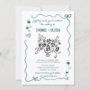 Invitation Mariage Whimsical à main vintage
