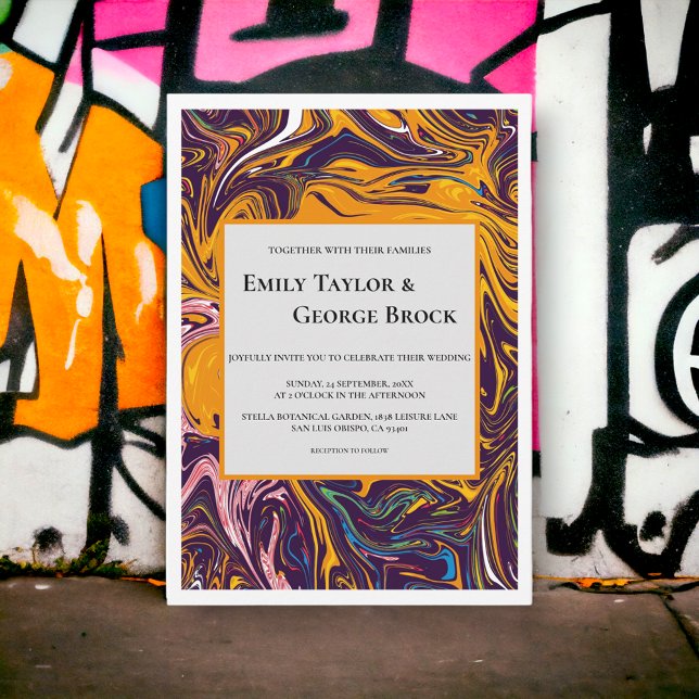 Invitation Mariage Whimsical Abstrait moderne sans couture (Créateur téléchargé)